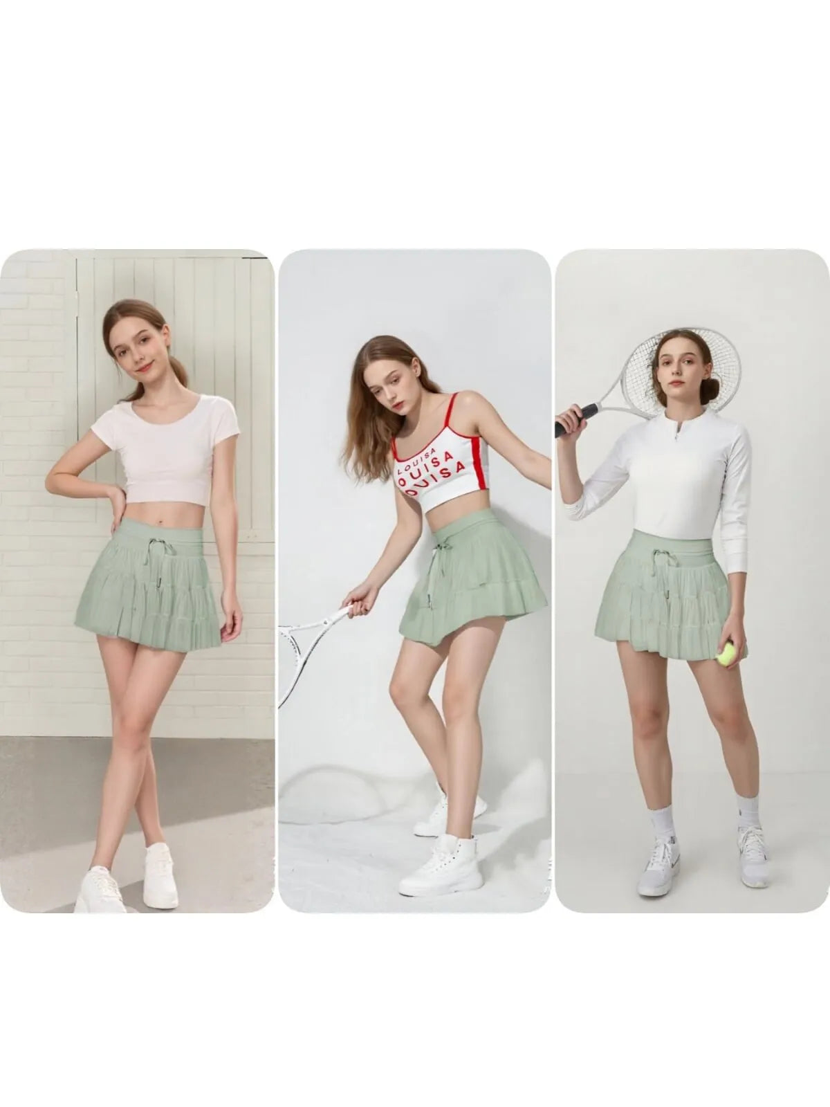 Solid Sporty Breathable Lace-up Color Daily Outdoor Wear High Waist Skort