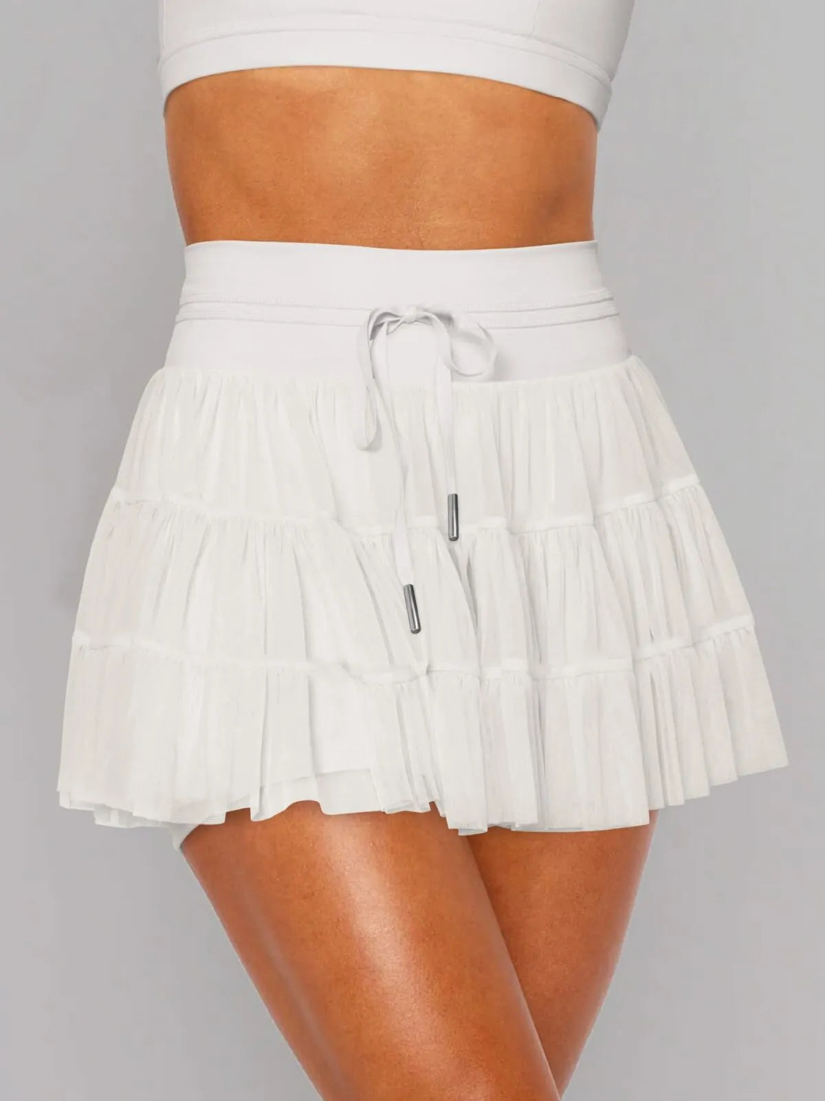 Solid Sporty Breathable Lace-up Color Daily Outdoor Wear High Waist Skort