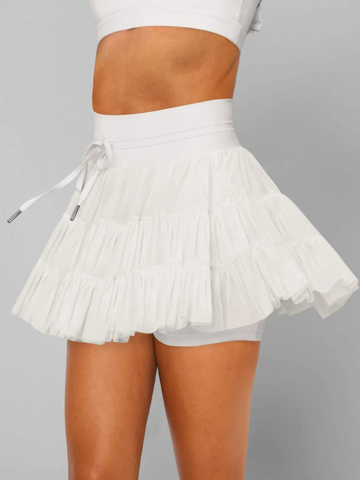 Solid Sporty Breathable Lace-up Color Daily Outdoor Wear High Waist Skort