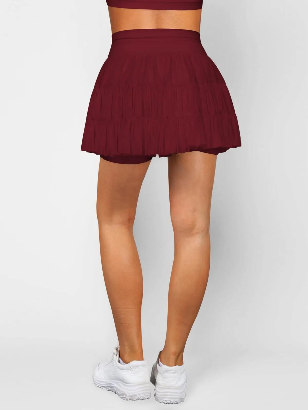 Solid Sporty Breathable Lace-up Color Daily Outdoor Wear High Waist Skort