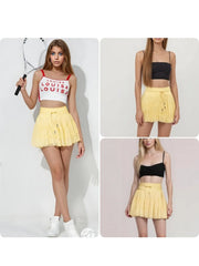 Solid Sporty Breathable Lace-up Color Daily Outdoor Wear High Waist Skort
