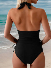 Solid Lace-up High Rise Tankini