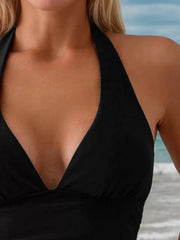 Solid Lace-up High Rise Tankini