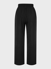 Solid Lace-up High Rise Tie Pants
