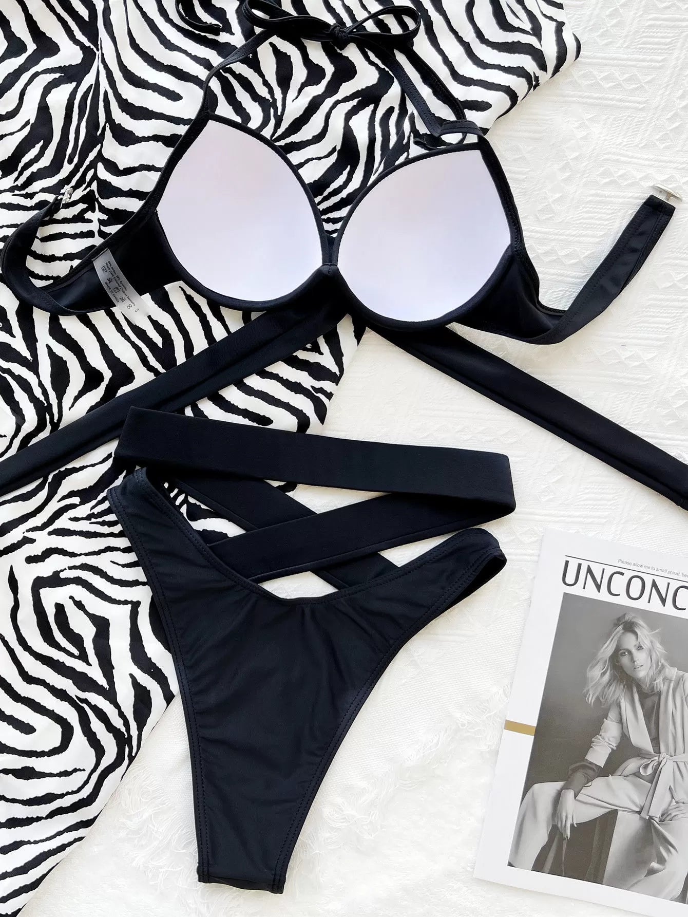 Solid Lace-up Low Rise Bikini 