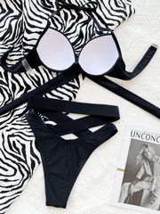 Solid Lace-up Low Rise Bikini 