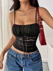 Solid Lace-up Spaghetti Strap Cami