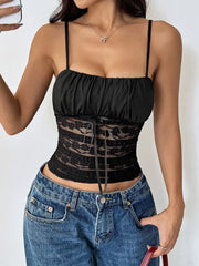 Solid Lace-up Spaghetti Strap Cami