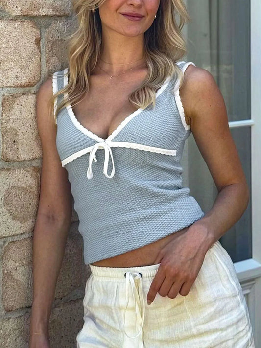 Solid Lace-up Spaghetti Strap Cami 1200
