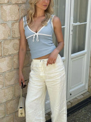 Solid Lace-up Spaghetti Strap Cami