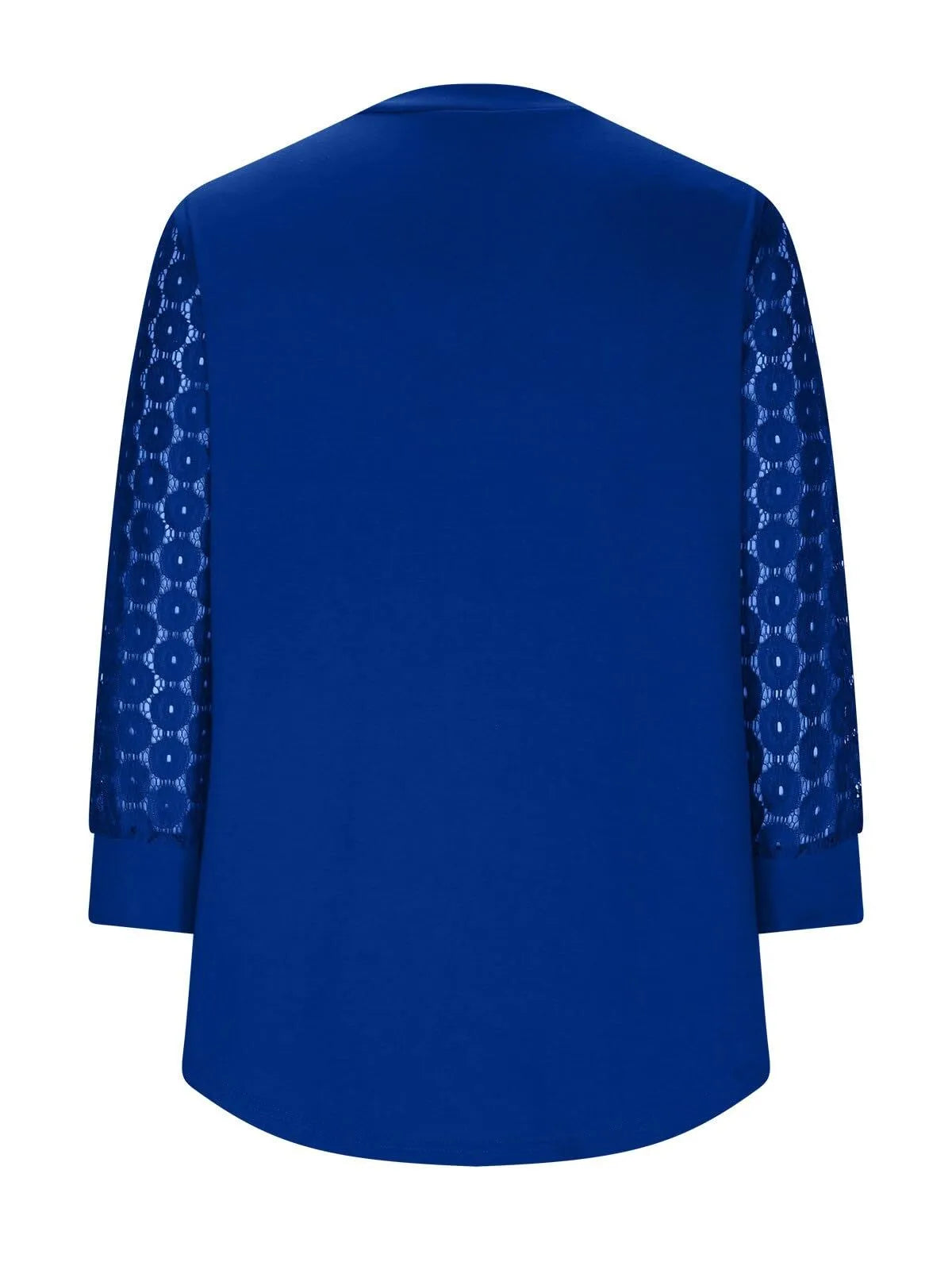 Solid Lace V-Neck Lace Tunic Casual T-shirt