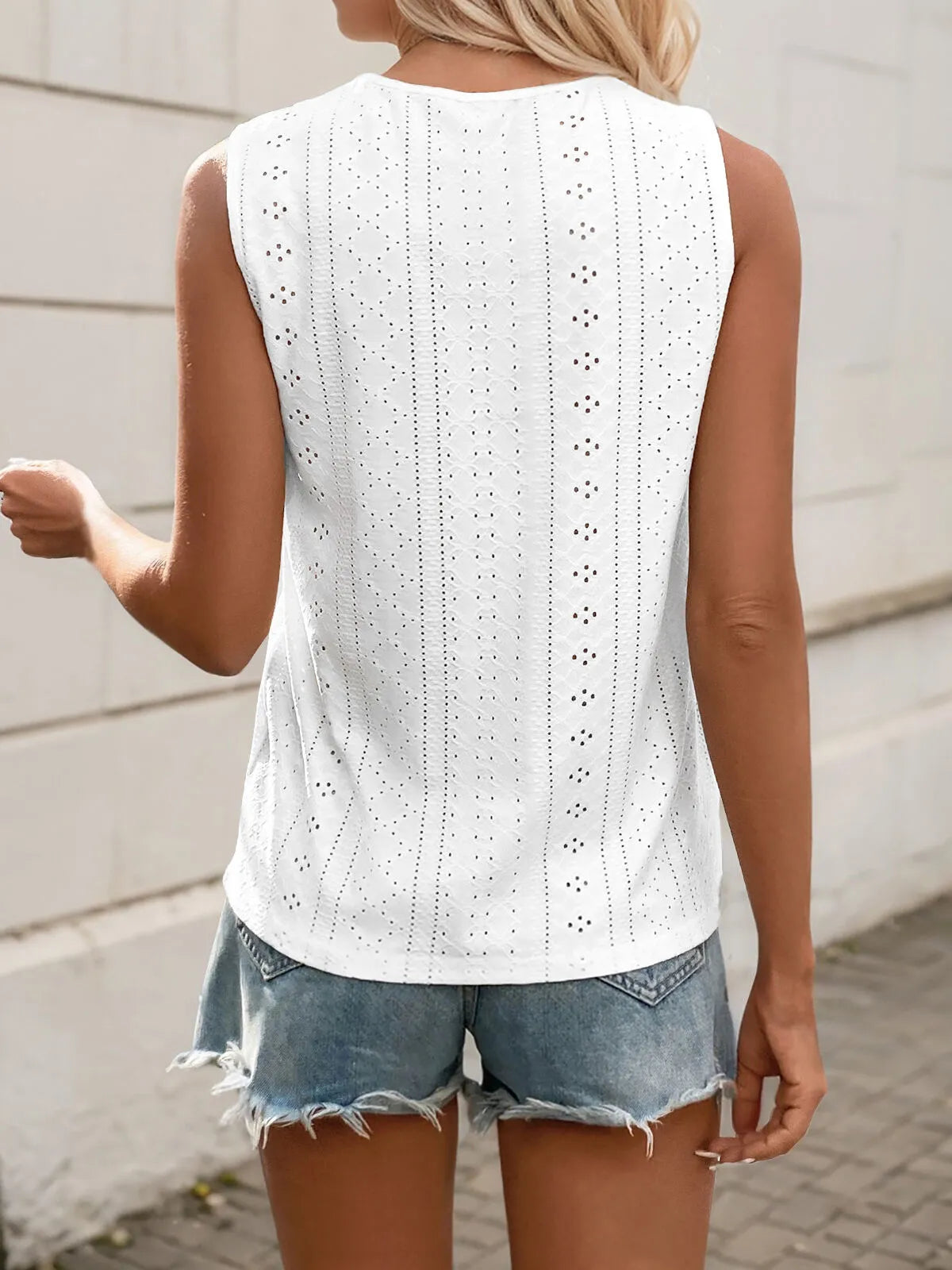 Solid Lace V-neck Tank