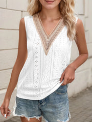 Solid Lace V-neck Tank