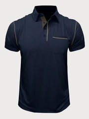Solid Lapel Cotton Blend Regular Polo