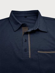 Solid Lapel Cotton Blend Regular Polo