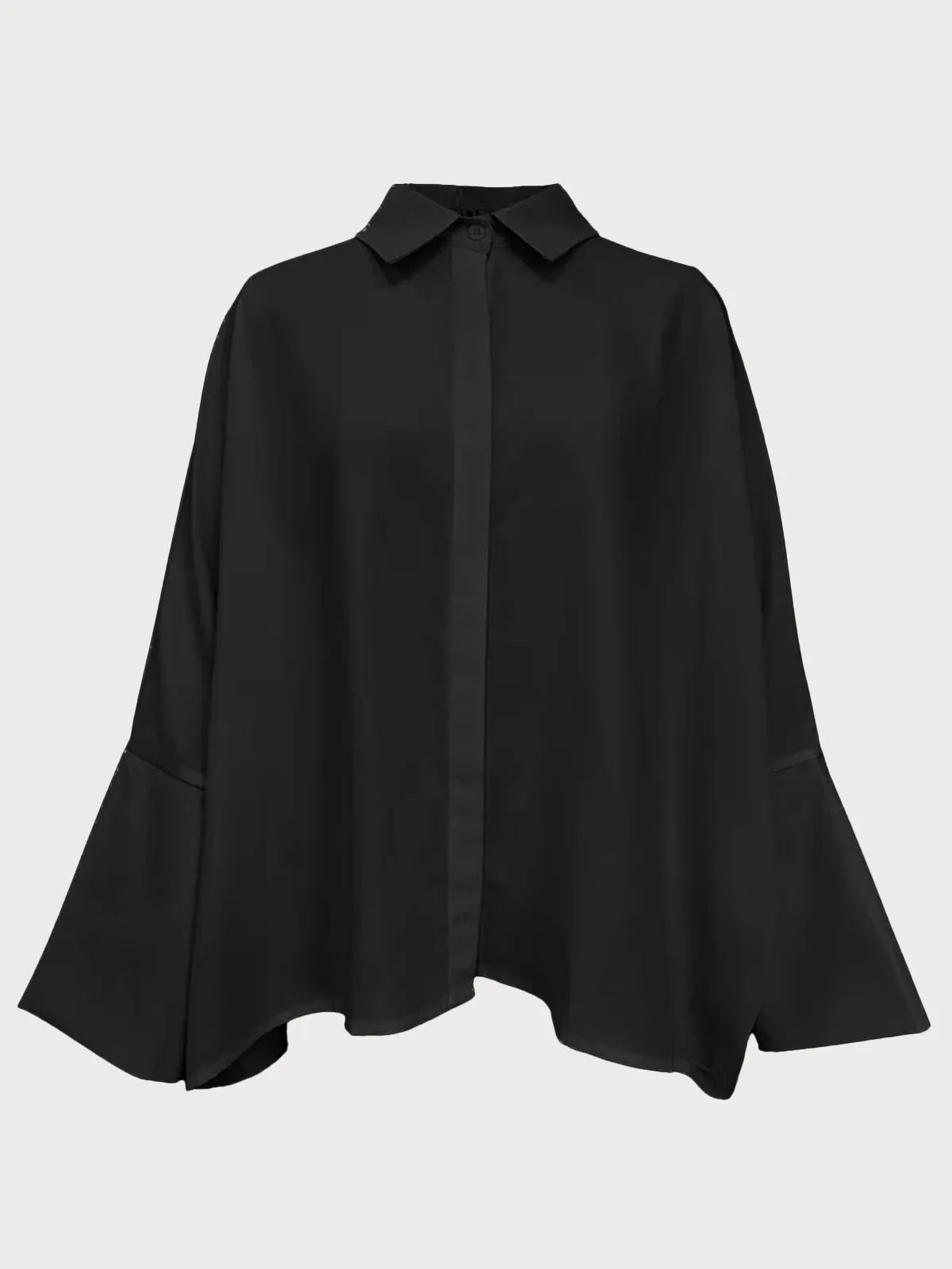 Solid Lapel Drop Shoulder Loose and Simple Blouse Oversized Versatile Commuting