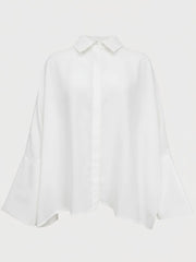 Solid Lapel Drop Shoulder Loose and Simple Blouse Oversized Versatile Commuting