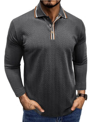 Solid Lapel Knitted Regular Polo