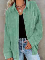 Solid Lapel Collared Minimalist Button Front Collared  Blouse Casual Baggy Drop Shoulder Womenswear