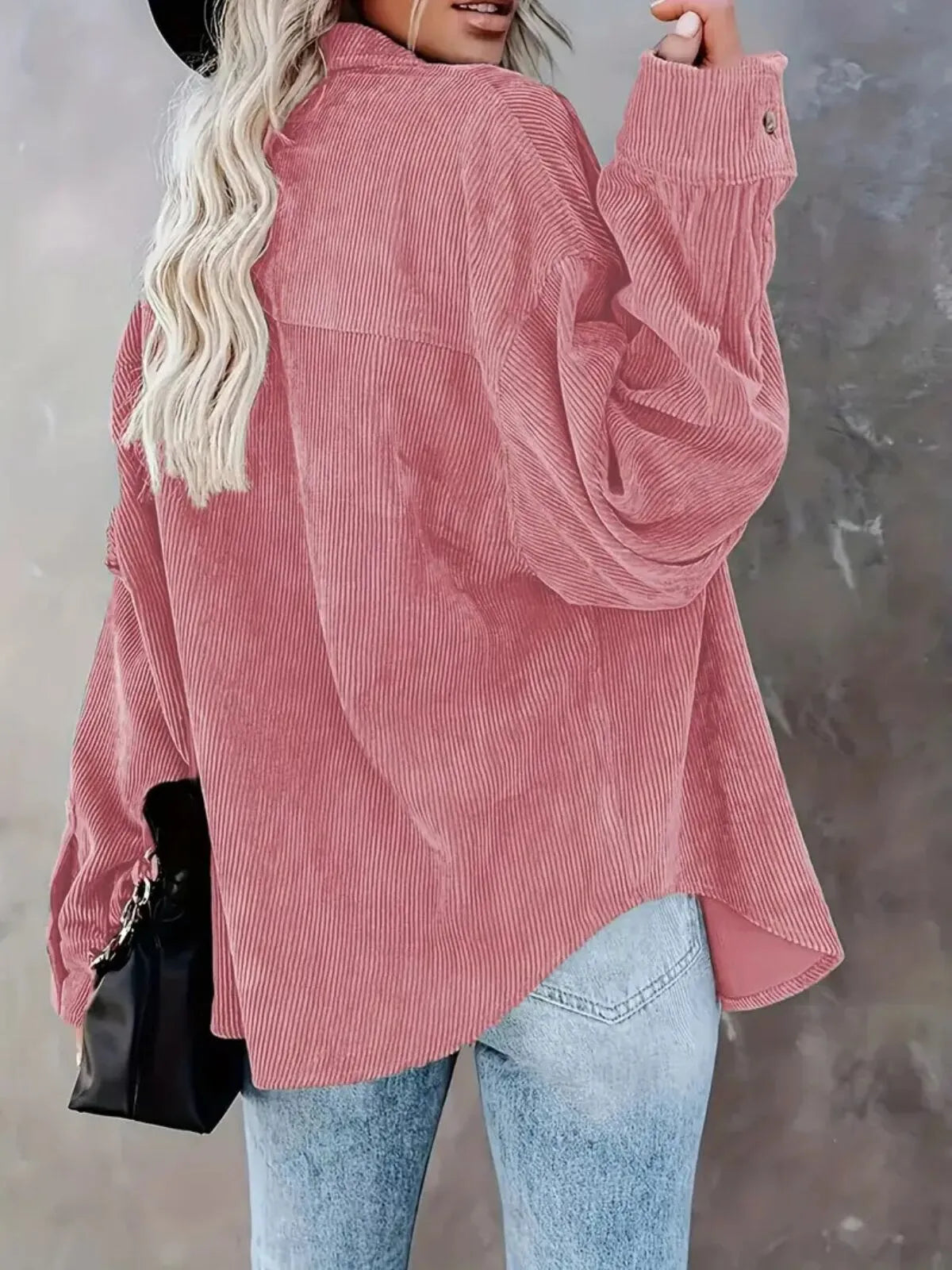 Solid Lapel Collared Minimalist Button Front Collared  Blouse Casual Baggy Drop Shoulder Womenswear