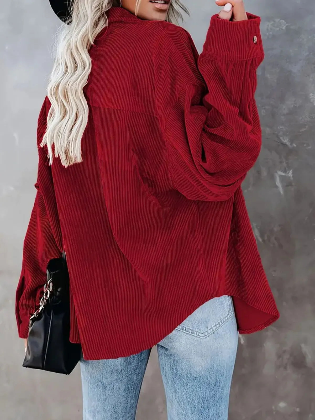 Solid Lapel Collared Minimalist Button Front Collared  Blouse Casual Baggy Drop Shoulder Womenswear