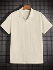 Men Solid Casual Lapel Regular Knit Polo, for Office Daily Wear