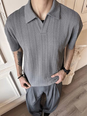 Men Solid Casual Lapel Regular Knit Polo, for Office Daily Wear