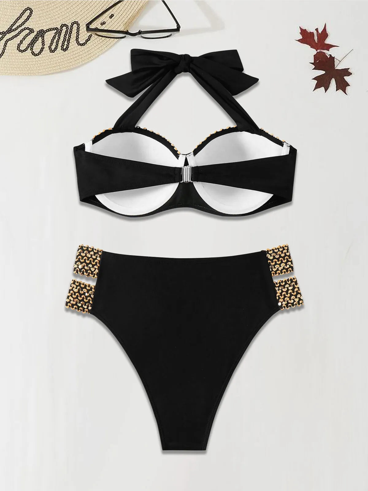 Solid Low Rise Halter Bikini
