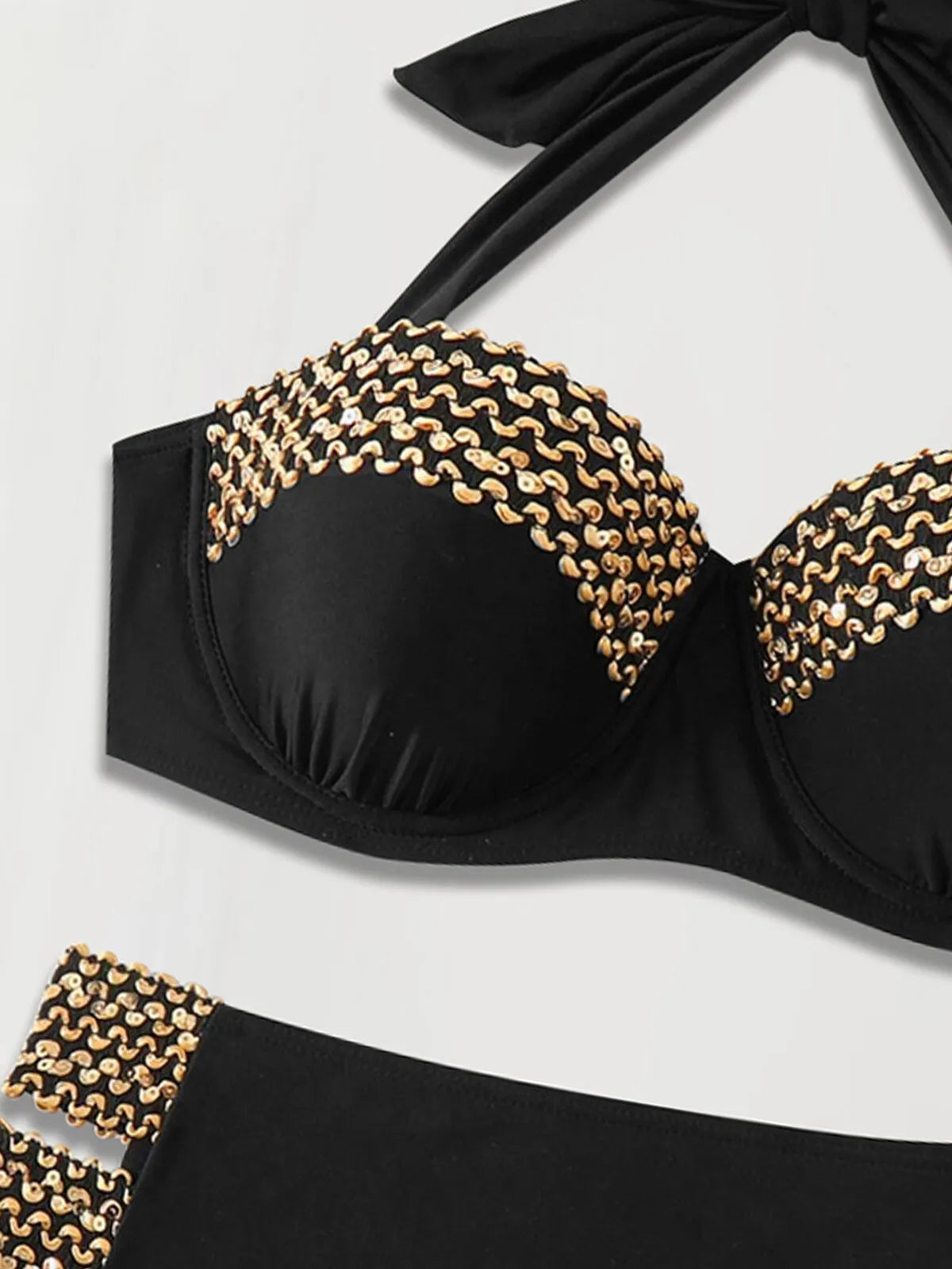 Solid Low Rise Halter Bikini
