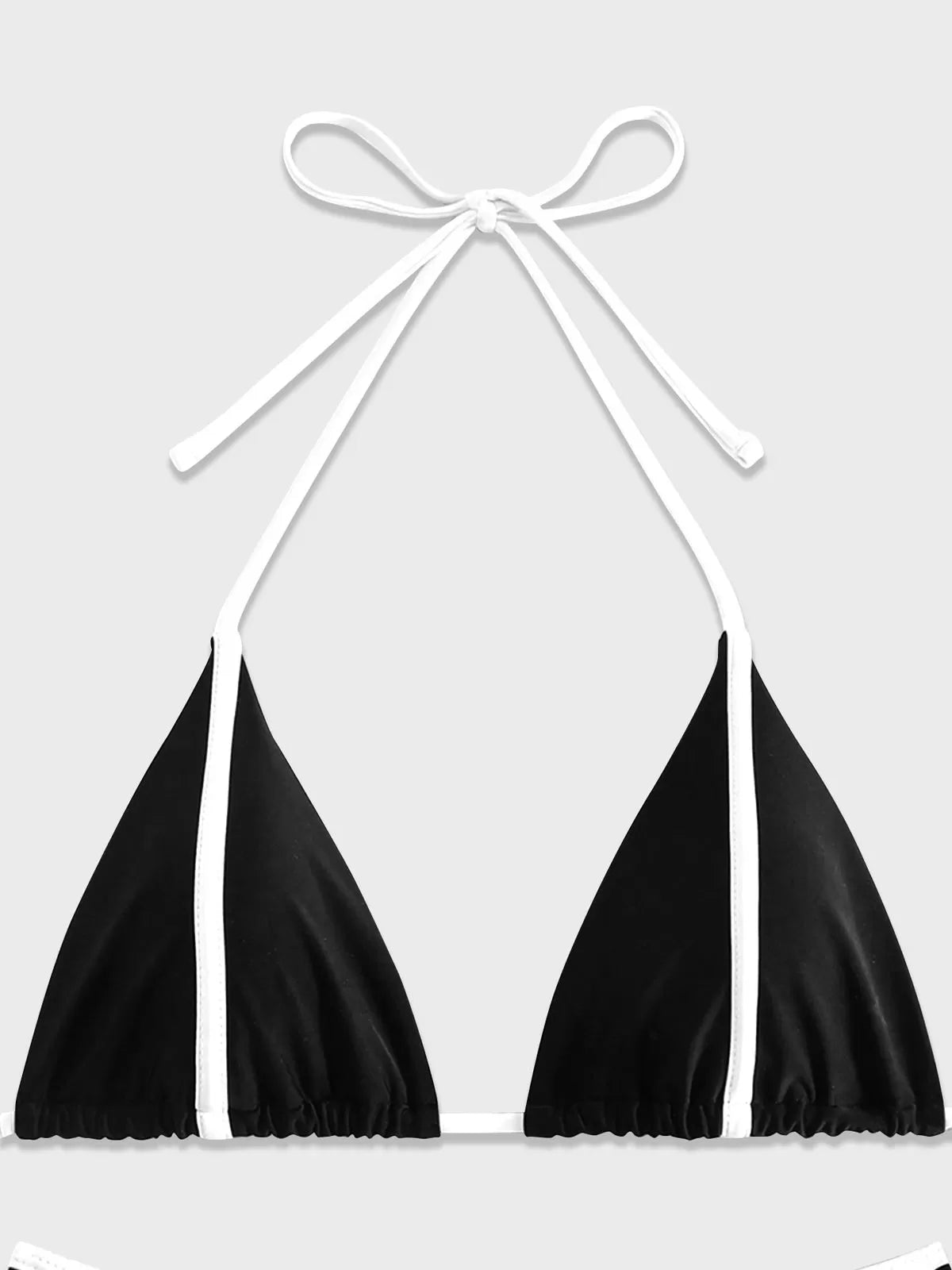 Solid Low Rise Halter Drawstring Bikini Top