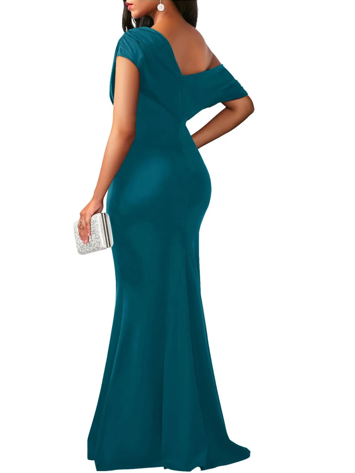 Solid Elegant Formal Party Evening Off Shoulder Mermaid Dress
