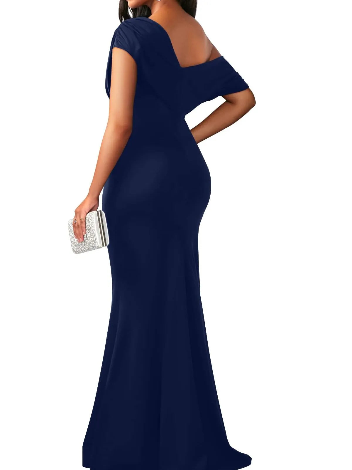 Solid Elegant Formal Party Evening Off Shoulder Mermaid Dress