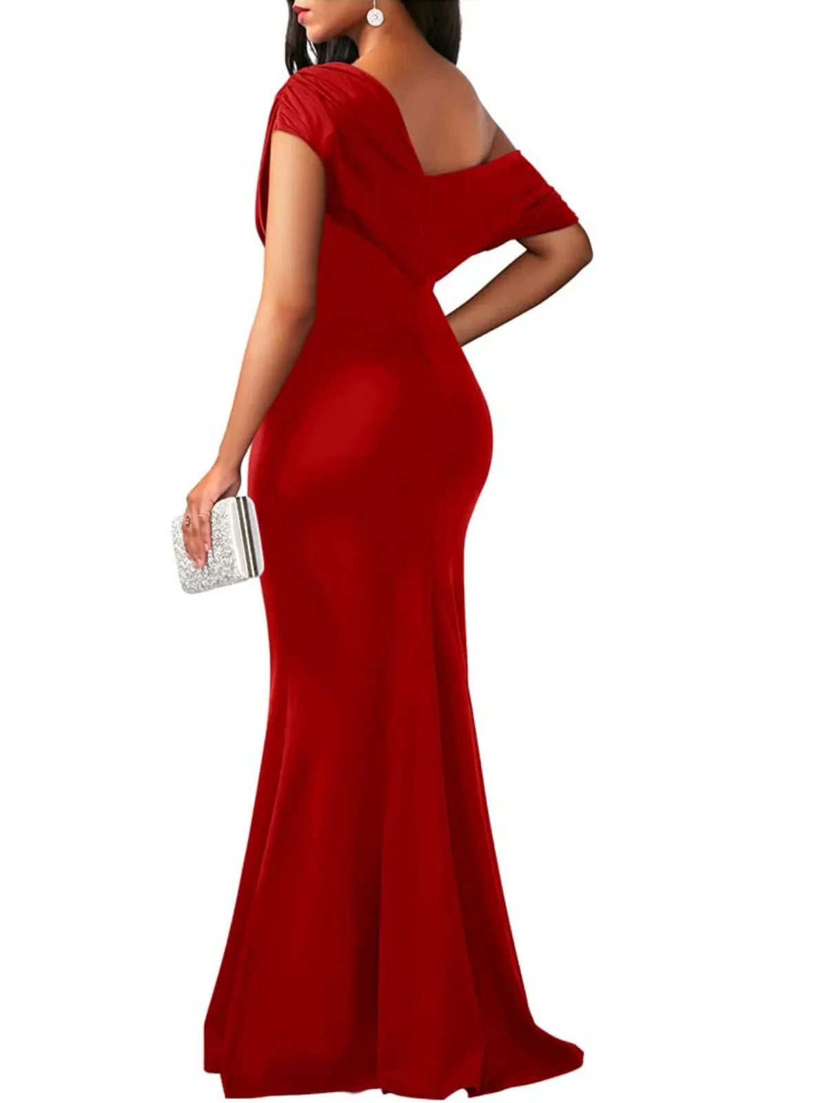 Solid Elegant Formal Party Evening Off Shoulder Mermaid Dress