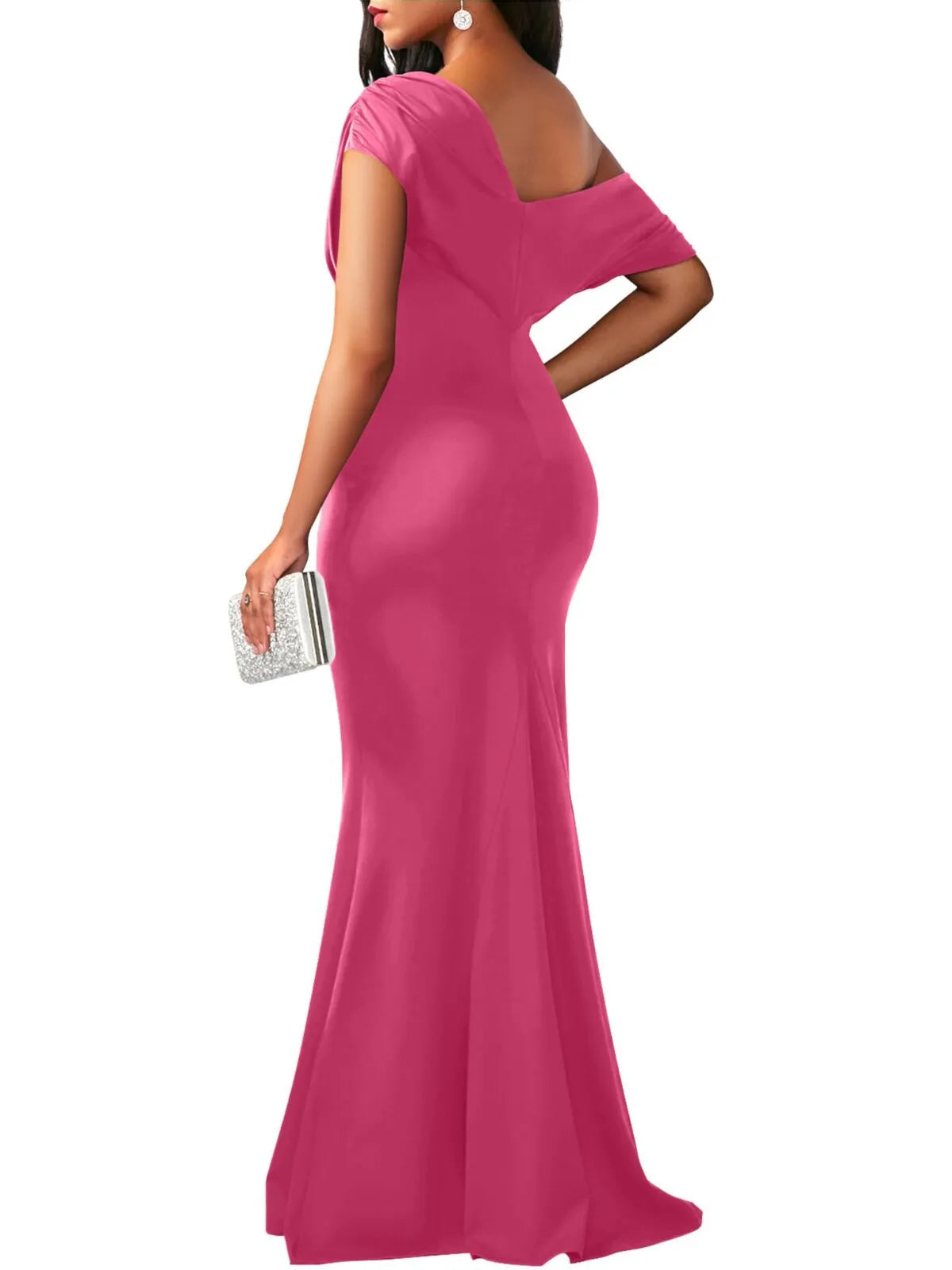 Solid Elegant Formal Party Evening Off Shoulder Mermaid Dress
