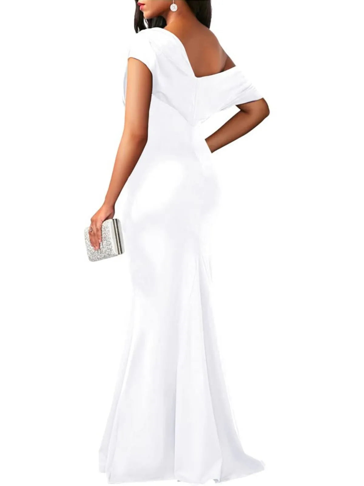 Solid Elegant Formal Party Evening Off Shoulder Mermaid Dress