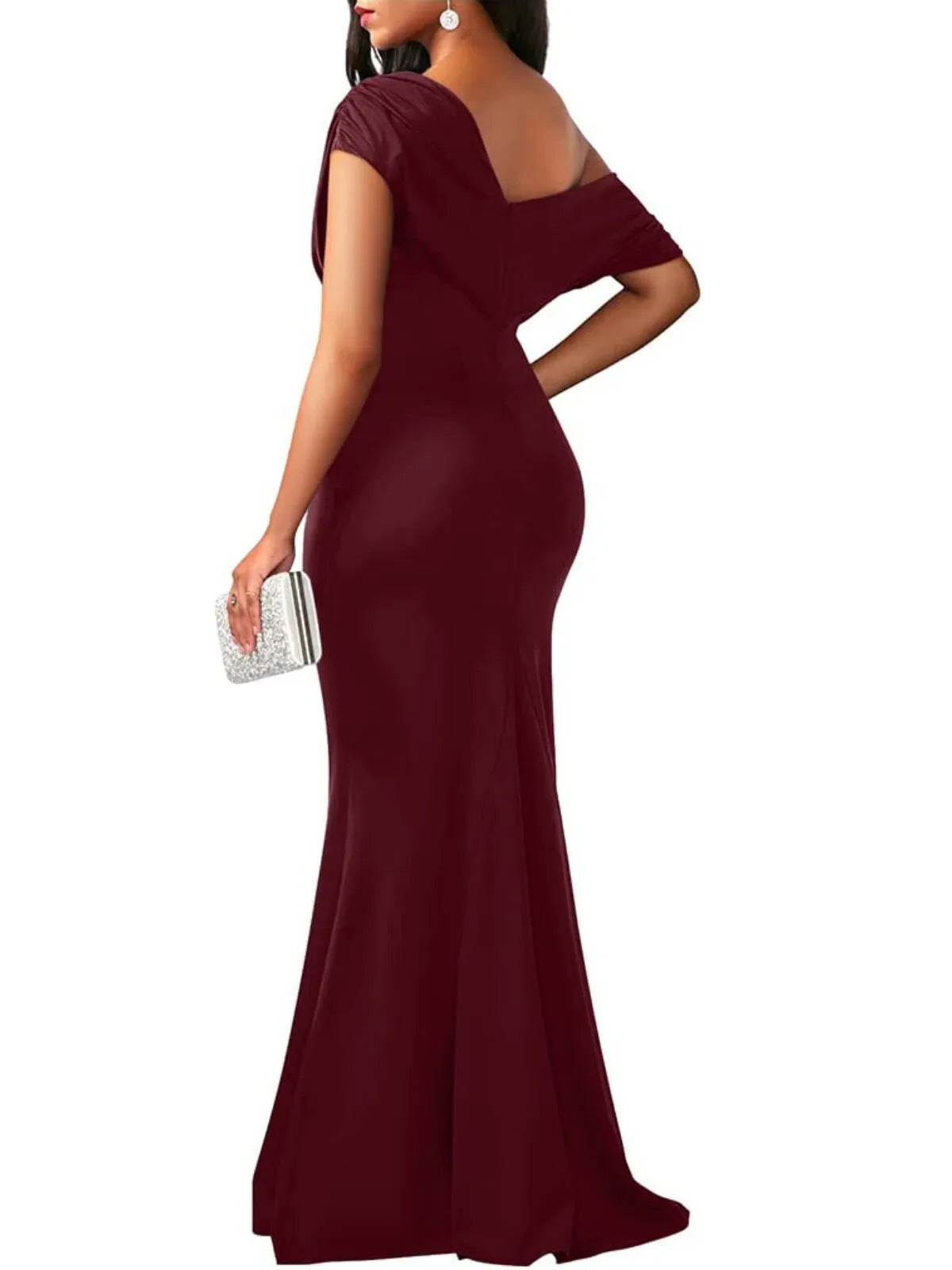 Solid Elegant Formal Party Evening Off Shoulder Mermaid Dress