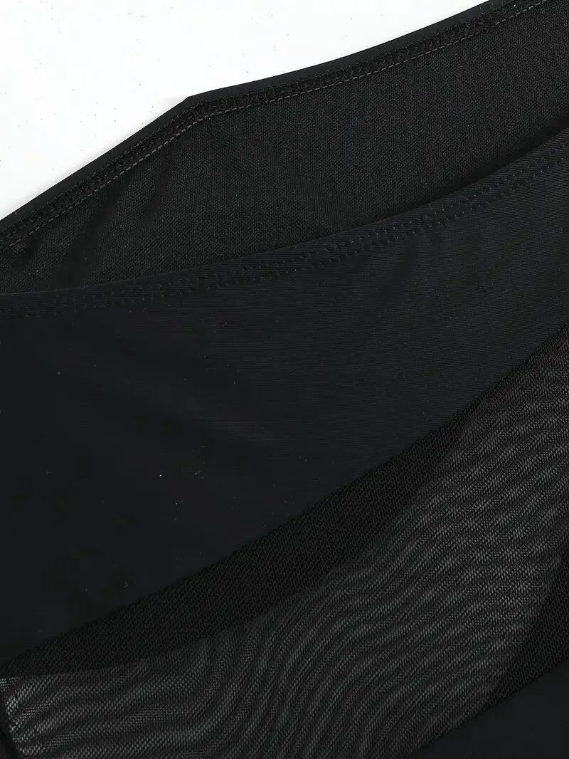 Solid Hollow Out Asymmetrical Neck One-piece