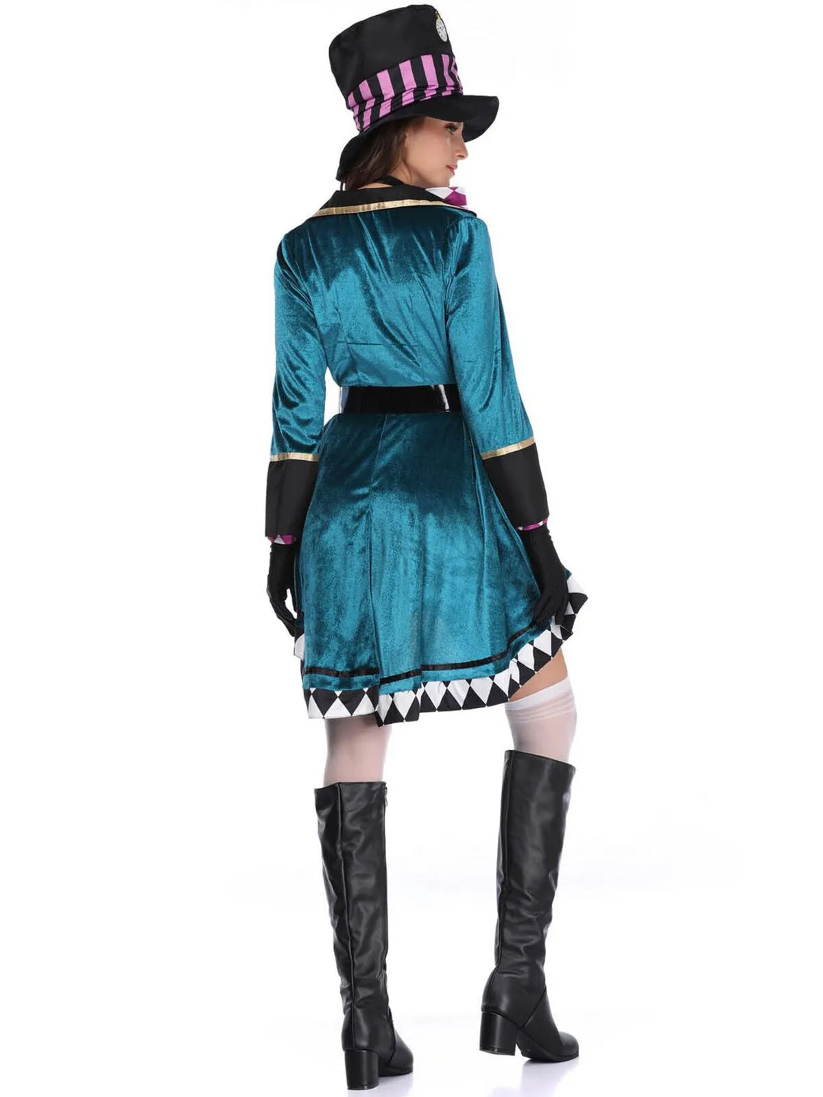 Solid Halloween Cosplay Magician Patchwork Outwear Coat Dress, Hat not included