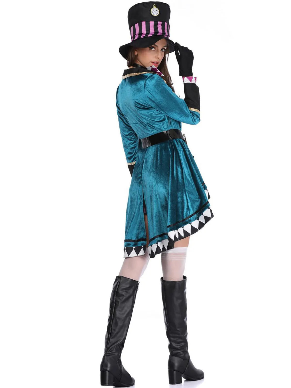 Solid Halloween Cosplay Magician Patchwork Outwear Coat Dress, Hat not included