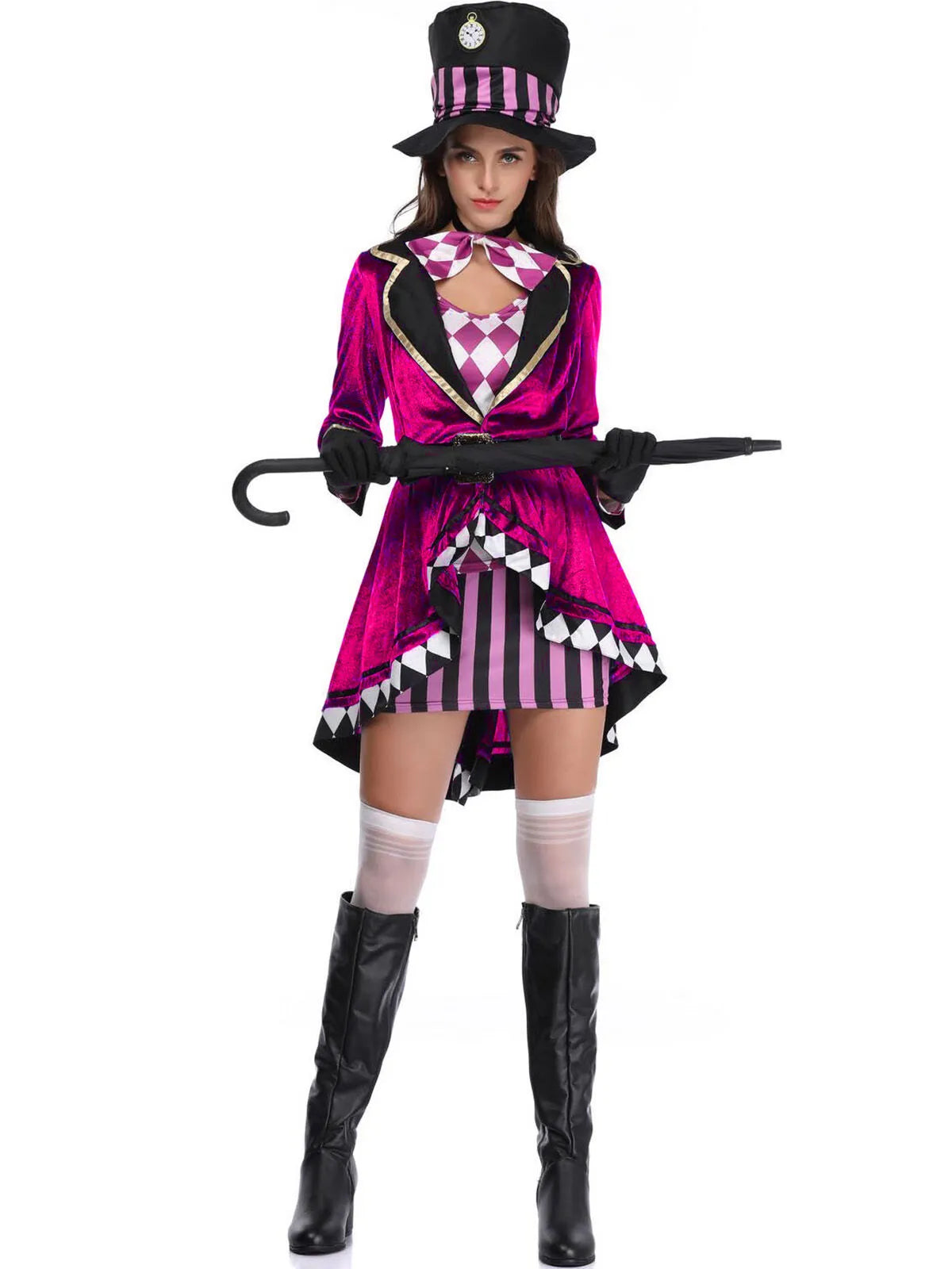Solid Halloween Cosplay Magician Patchwork Outwear Coat Dress, Hat not included