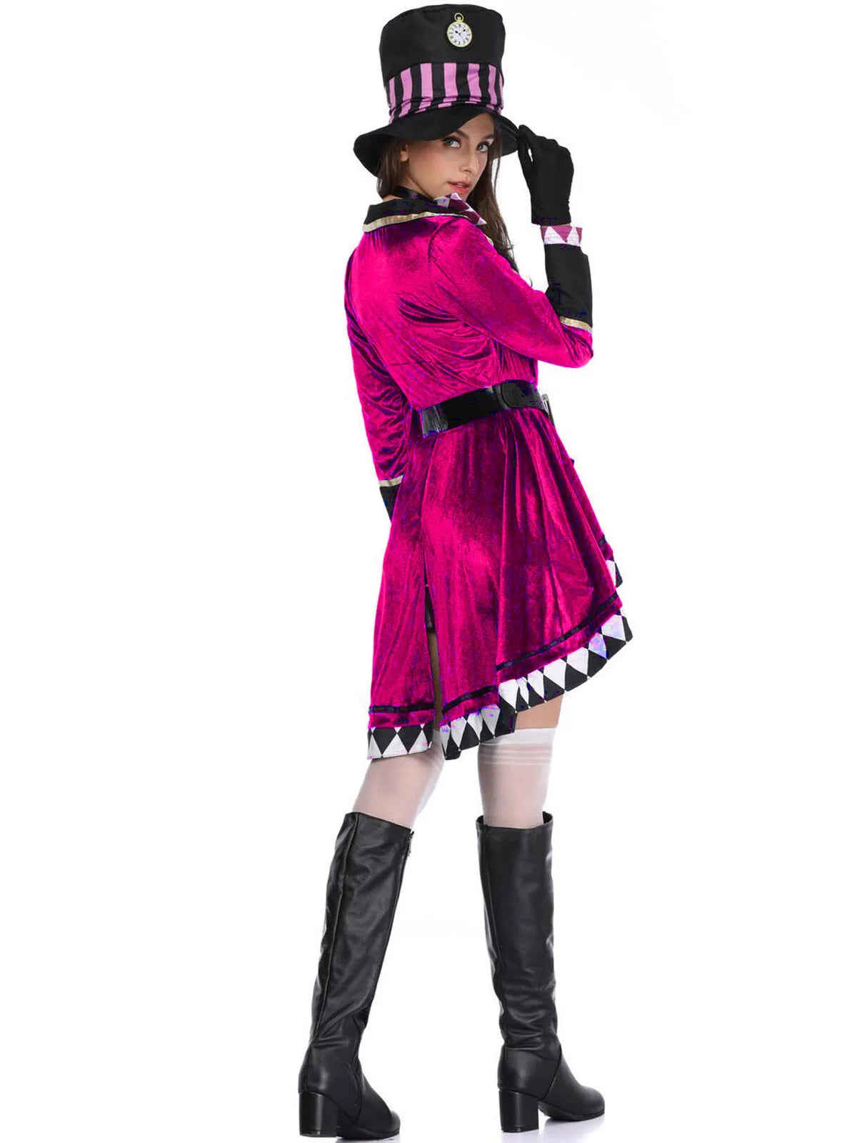 Solid Halloween Cosplay Magician Patchwork Outwear Coat Dress, Hat not included