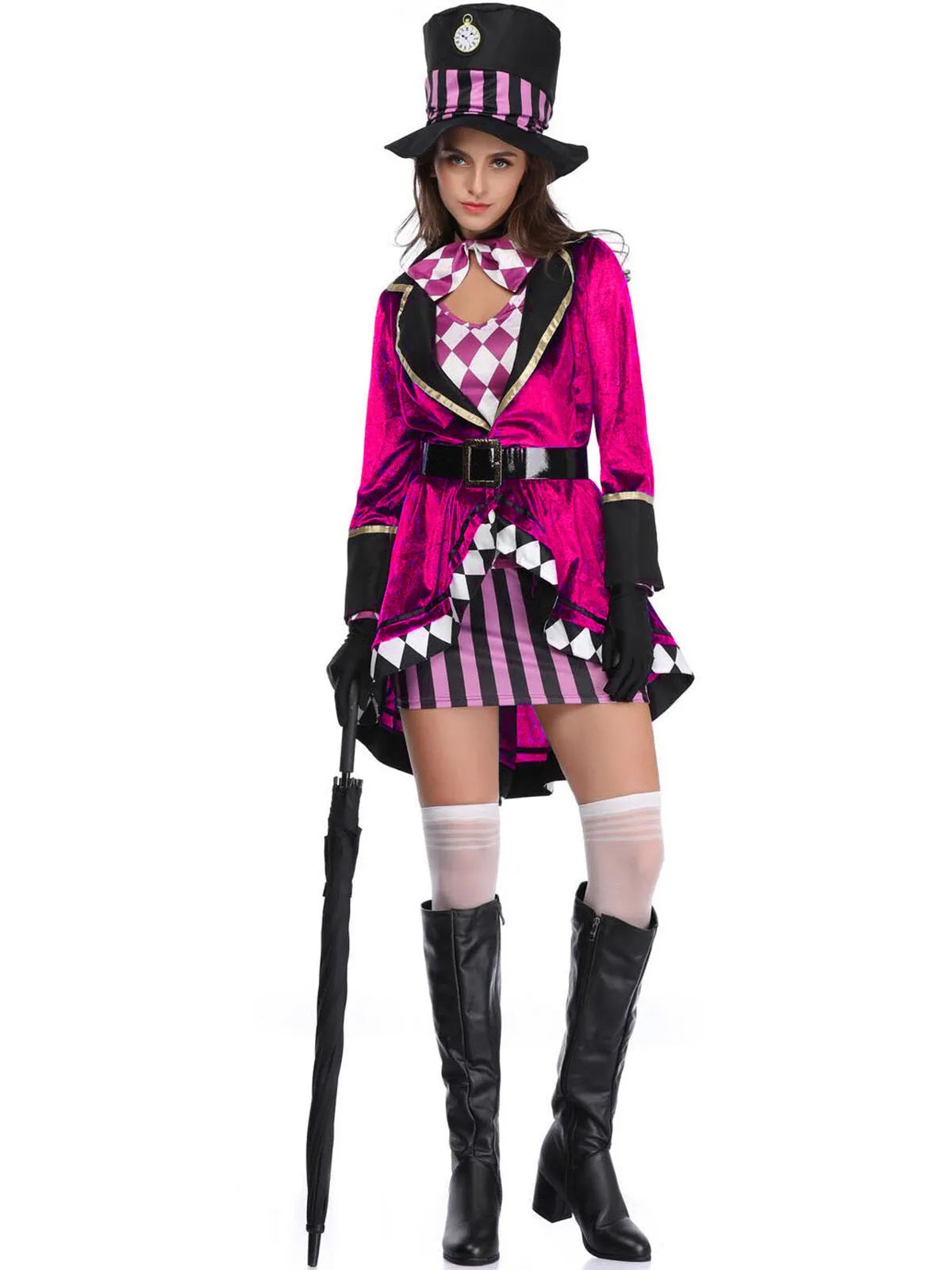 Solid Halloween Cosplay Magician Patchwork Outwear Coat Dress, Hat not included