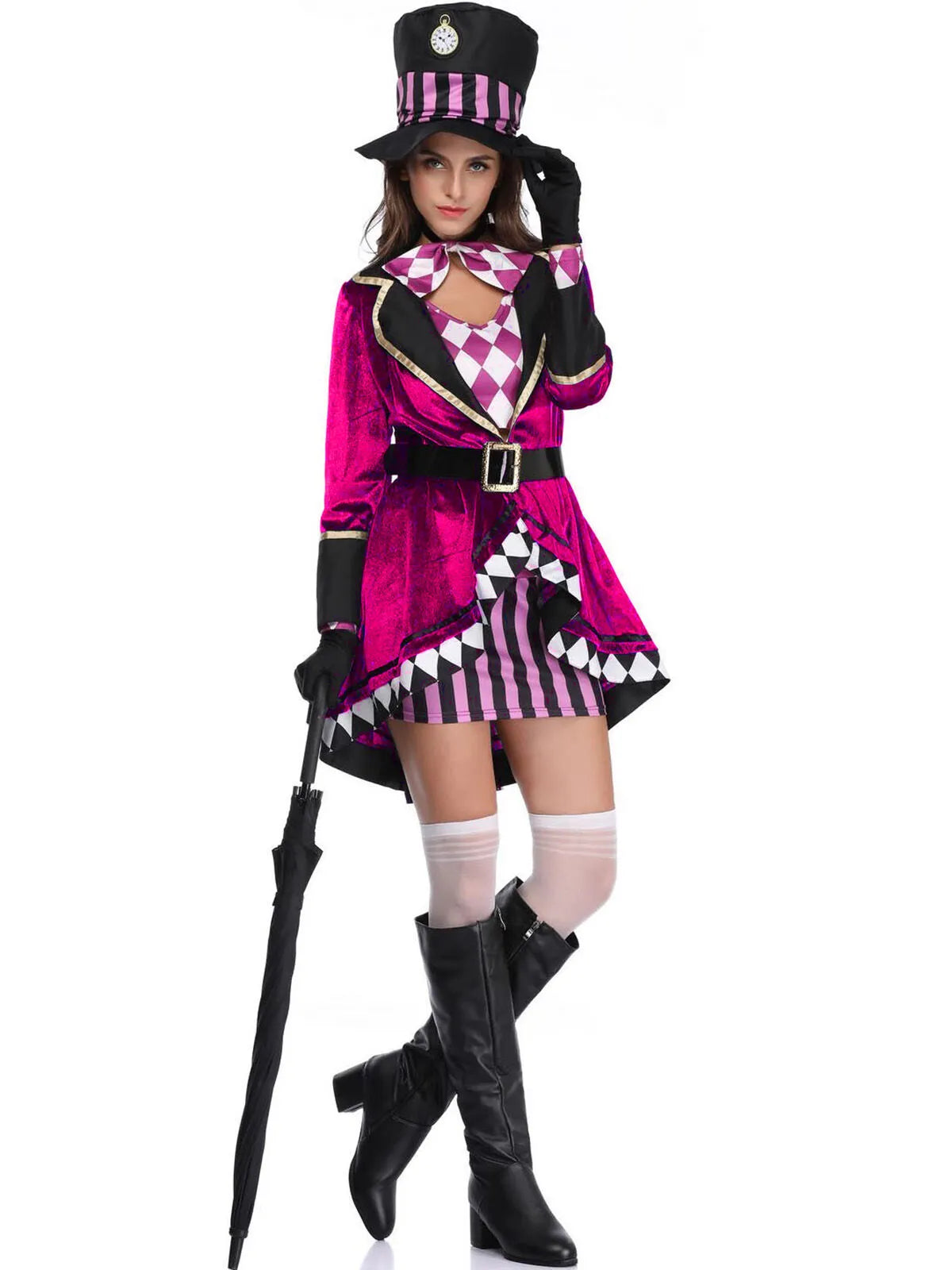 Solid Halloween Cosplay Magician Patchwork Outwear Coat Dress, Hat not included
