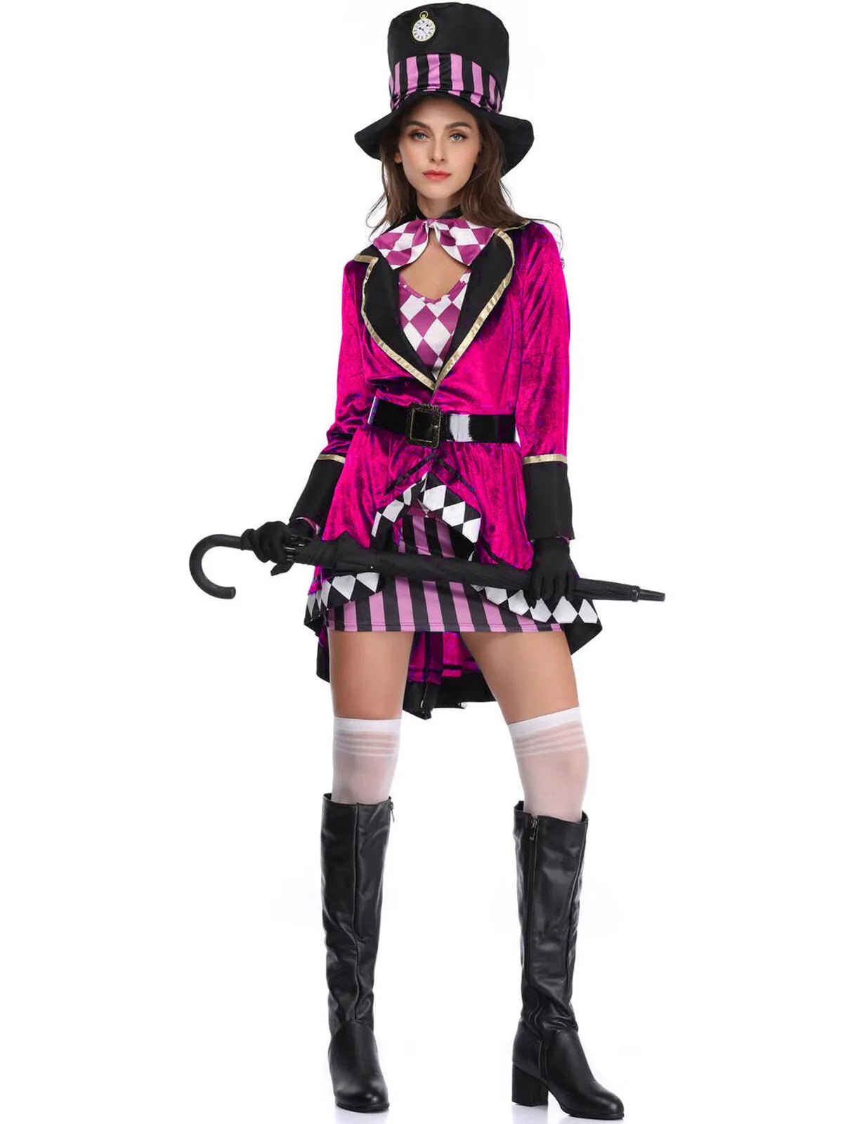 Solid Halloween Cosplay Magician Patchwork Outwear Coat Dress, Hat not included