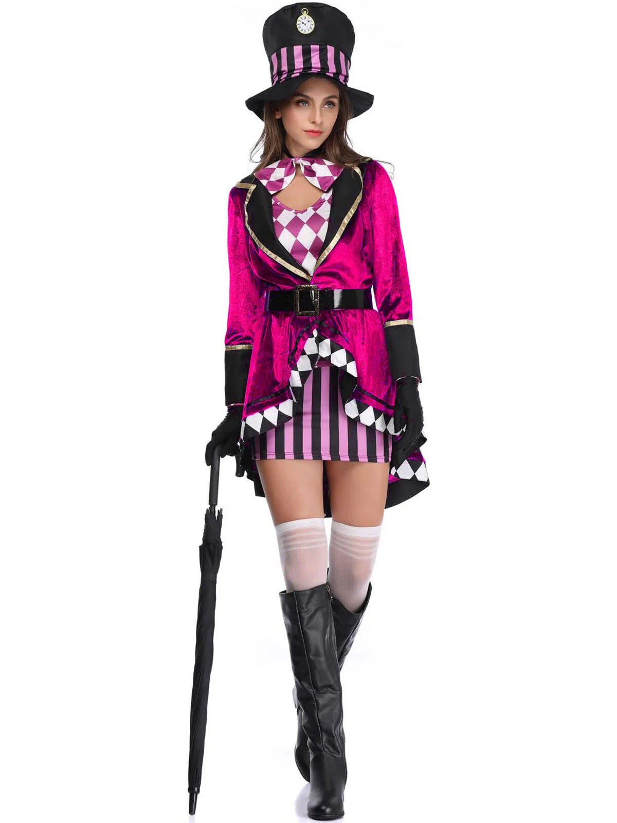 Solid Halloween Cosplay Magician Patchwork Outwear Coat Dress, Hat not included