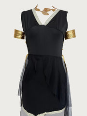 Solid Halloween Cosplay Cleopatra Athena Patchwork V-neck Shift Dress, Accessories included