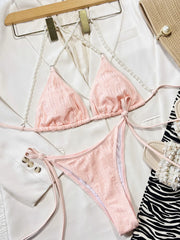 Solid Pearl Wireless Bra Bikini Sets