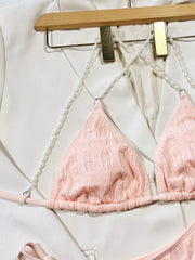 Solid Pearl Wireless Bra Bikini Sets