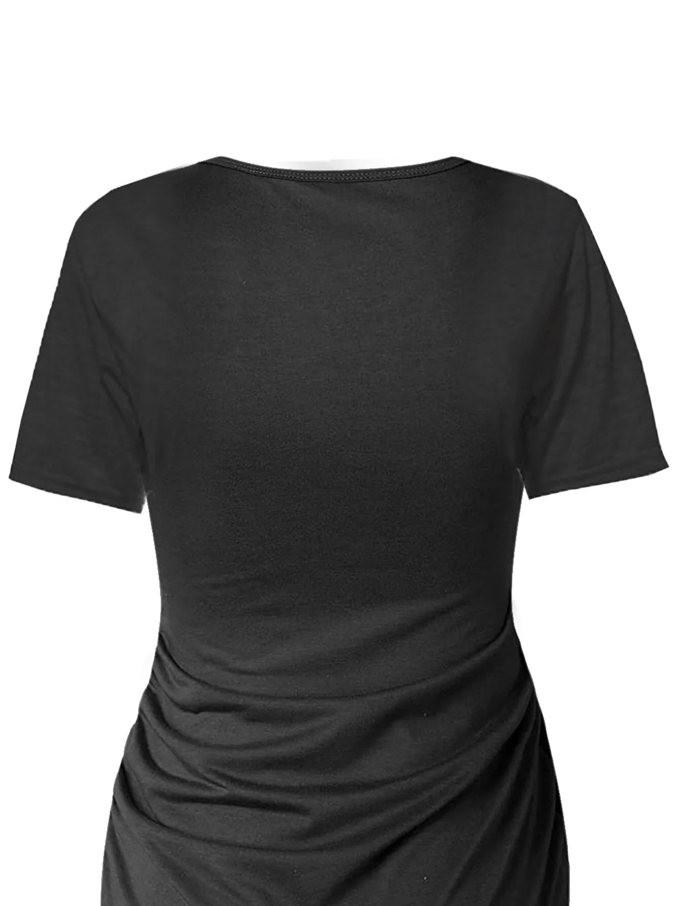 Solid Minimalist Casual Chic Style Ruched Wrap Fit Dress