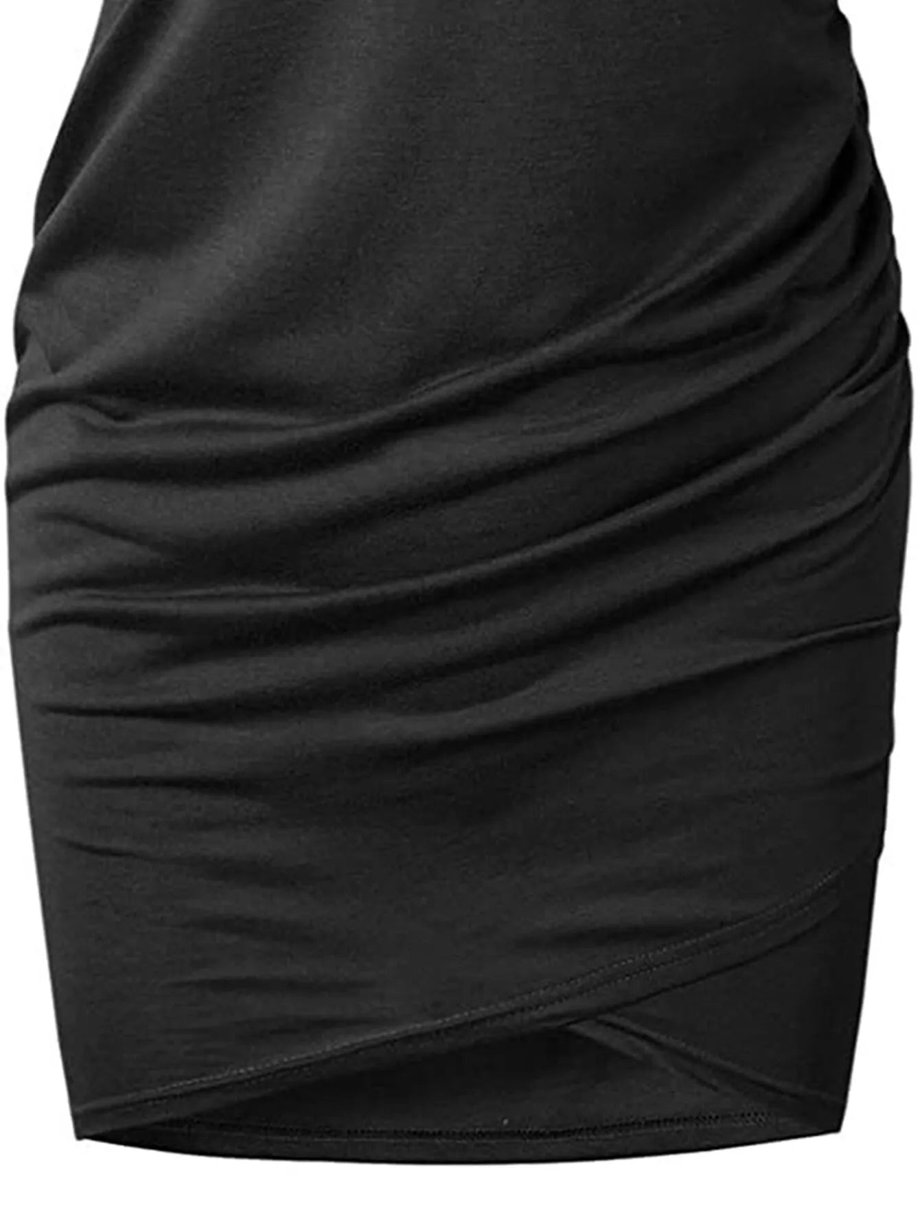 Solid Minimalist Casual Chic Style Ruched Wrap Fit Dress